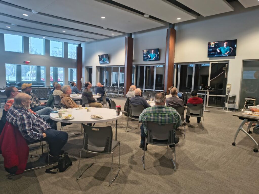 Showing the Figlus Story to the Men's Bible Study at Trinity Lutheran Churhg